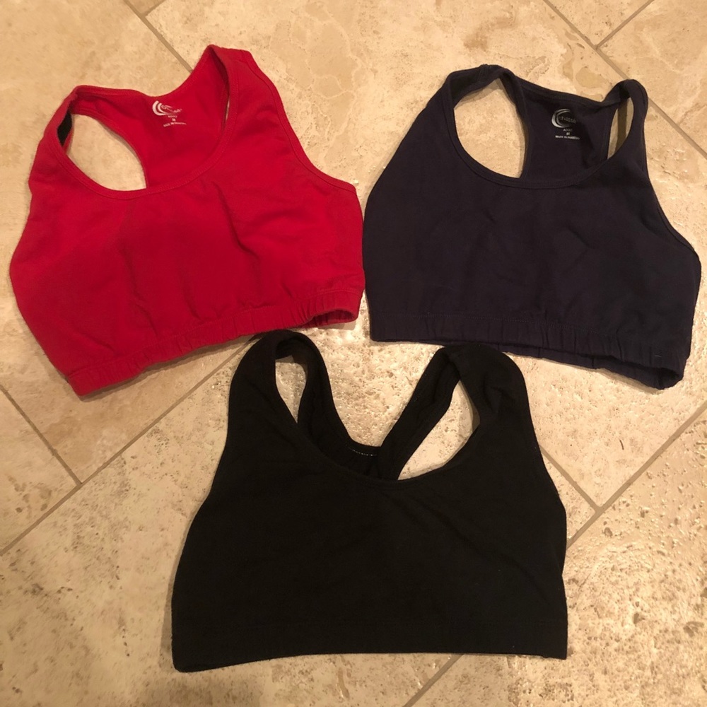 Chasse set of 3 sports bras - red, navy, black